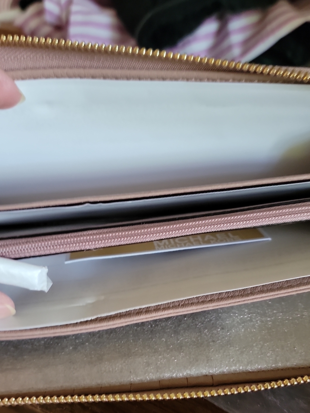 Michael Kors Fawn/Pale Pink Zip-Around Wallet with Gold Logo - Picture 8 of 10